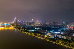 广州珠江两岸夜景航拍摄影图