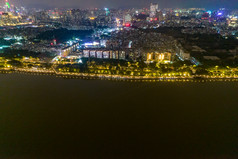 广州珠江两岸夜景航拍摄影图
