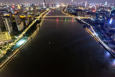 广州珠江夜景航拍摄影图