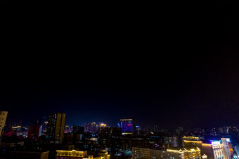 湖南郴州夜景灯光裕后街航拍摄影图