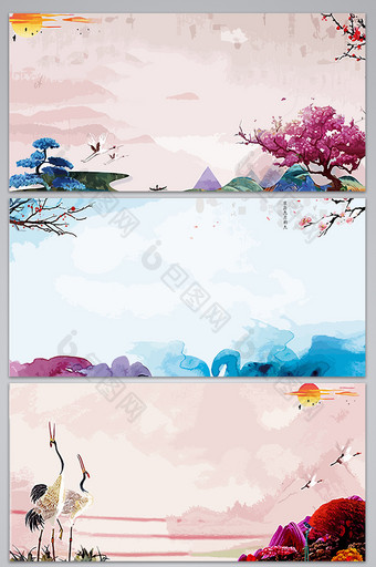 中国古典花鸟植物元素设计背景图图片