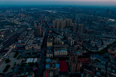 湖南衡阳城市日落晚霞夕阳航拍摄影图