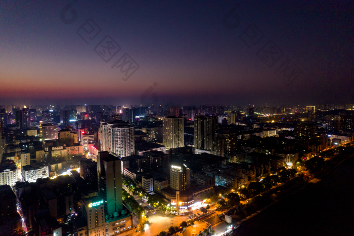 湖南衡阳城市夜景灯光航拍摄影图图片-包图网企业站