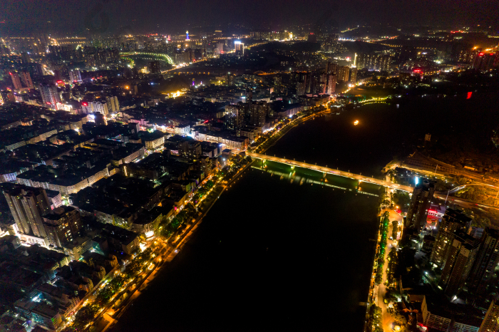 湖南衡阳城市夜景航拍摄影图图片-包图网企业站
