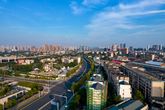 湖南湘潭火车站及周边建筑航拍摄影图