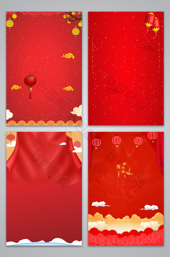 红色中国风新年喜庆广告背景图