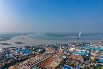 湖南岳阳华能电厂工业生产工厂航拍摄影图