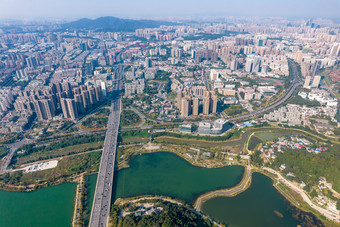 湖南长沙城市风光岳麓山风景区航拍摄影图