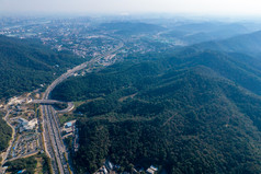 湖南长沙城市风光岳麓山风景区航拍摄影图