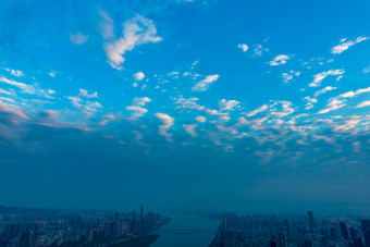 湖南长沙城市清晨日出航拍摄影图