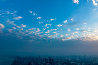 湖南长沙城市<strong>清晨日出航拍</strong>摄影图