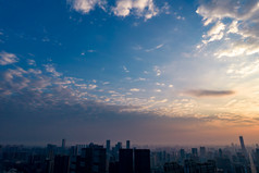 湖南长沙城市清晨湘江橘子洲日出航拍摄影图