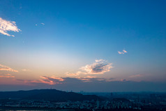 湖南长沙城市晚霞夕阳航拍摄影图