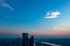 湖南长沙城市晚霞夕阳航拍摄影图