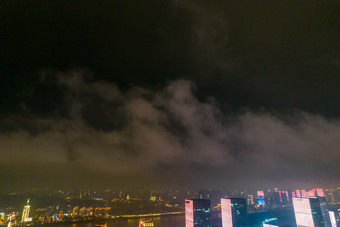 湖南长沙城市夜景灯光航拍摄影图