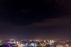 湖南长沙国金中心五一广场夜景航拍摄影图
