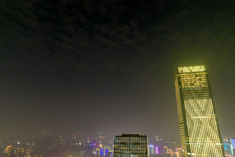 湖南长沙五一商圈夜景航拍