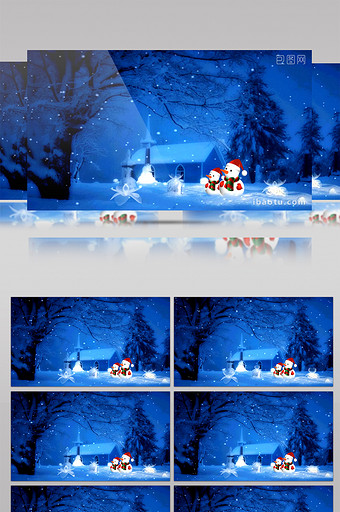 圣诞节蓝色雪人背景视频图片