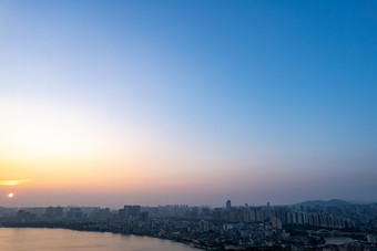 惠州城市清晨日出彩霞航拍摄影图