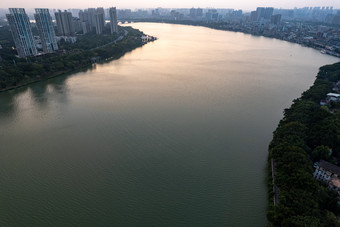 惠州城市清晨日出彩霞航拍摄影图
