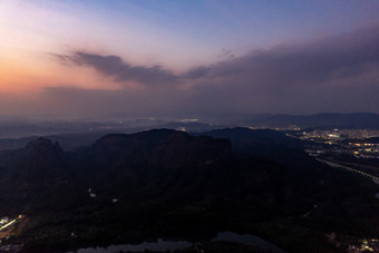 山川日落晚霞夕阳丹霞山航拍摄影图