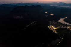 山川日落晚霞夕阳丹霞山航拍摄影图