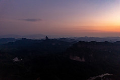 山川日落晚霞夕阳丹霞山航拍摄影图