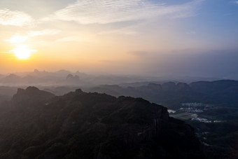 韶关<strong>丹霞</strong>山<strong>丹霞</strong>地貌日落晚<strong>霞</strong>夕阳航拍摄影图