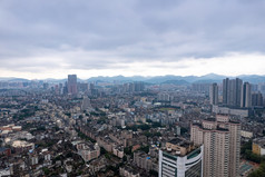 中山城市雨季暴雨来临航拍摄影图