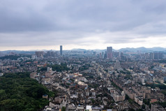 中山城市雨季暴雨来临航拍摄影图