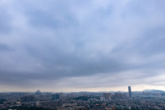 中山城市雨季暴雨来临航拍摄影图