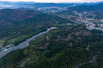 祖国大好河山丹霞山景区清晨航拍摄影图