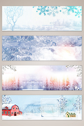冬装雪天电商banner背景图片