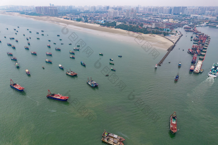 北海国际客运港港口码头航拍摄影图