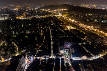 城市夜景交通道路玩家灯火航拍摄影图