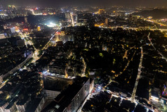 城市夜景交通道路玩家灯火航拍摄影图