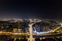 城市夜景交通道路玩家灯火航拍摄影图