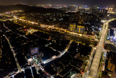 城市夜景交通道路玩家灯火航拍摄影图