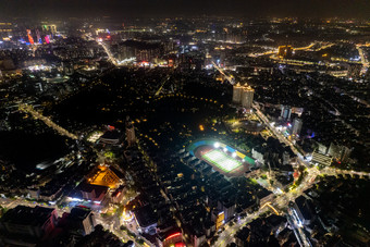 城市夜景大道<strong>交通车</strong>辆灯光航拍摄影图