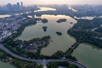 广东惠州城市清晨日出航拍摄图