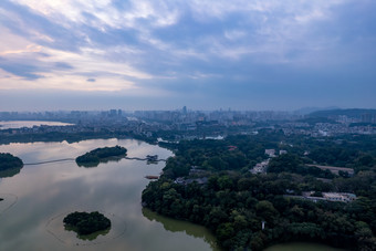 广东惠州西湖景区<strong>清晨</strong>航拍摄影图