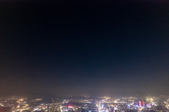 广东江门城市大道夜景交通航拍摄影图