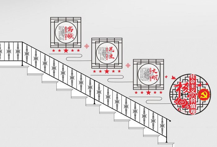 社会主义核心价值观楼梯文化墙