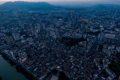 广东江门城市夕阳晚霞航拍摄影图