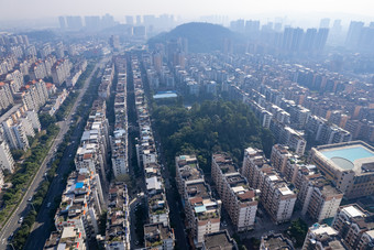 广东江门万达广场及周边建筑航拍摄影图