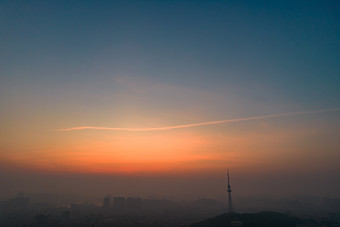 广东阳江城市<strong>清晨日出航拍</strong>摄影图