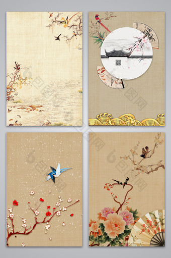 典雅工笔画中国风背景设计图图片