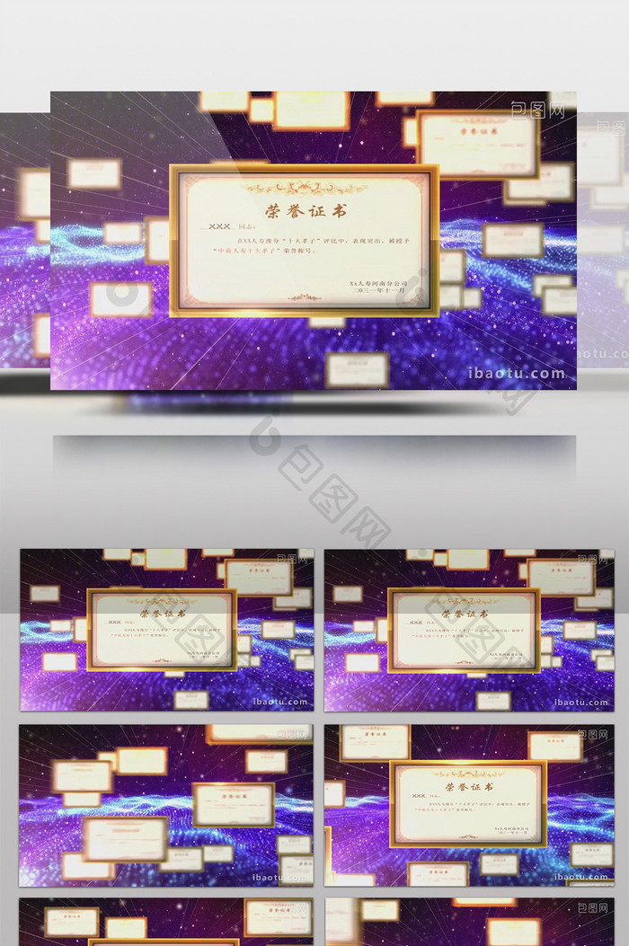 政府企业多项荣誉奖牌证书展示AE视频模板