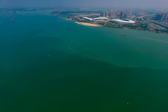 广东湛江大桥广州湾航拍摄影图