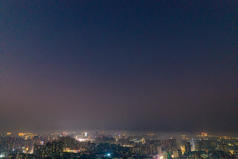 广东湛江夜幕降临夜景灯光彩霞航拍摄影图